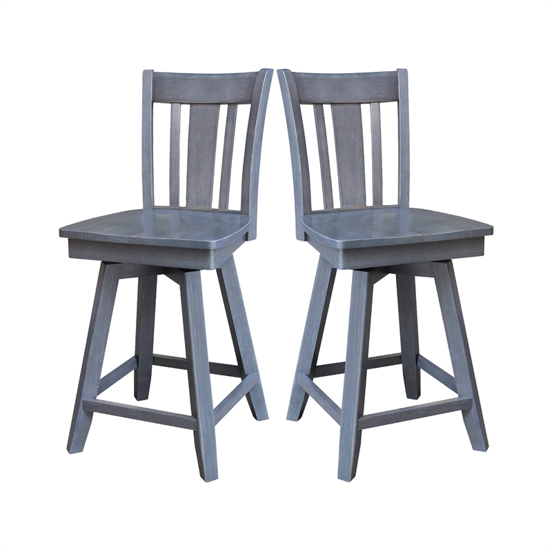San Remo Counter Height Wood Stool with 24 in H Swivel Seat in Heather Gray