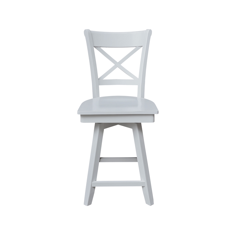 Charlotte Counter Height Wood Stool with 24 in H Swivel Seat in White