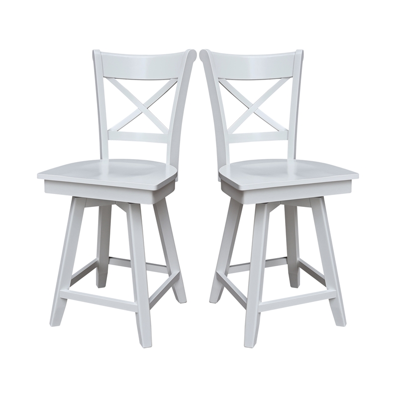 Charlotte Counter Height Wood Stool with 24 in H Swivel Seat in White