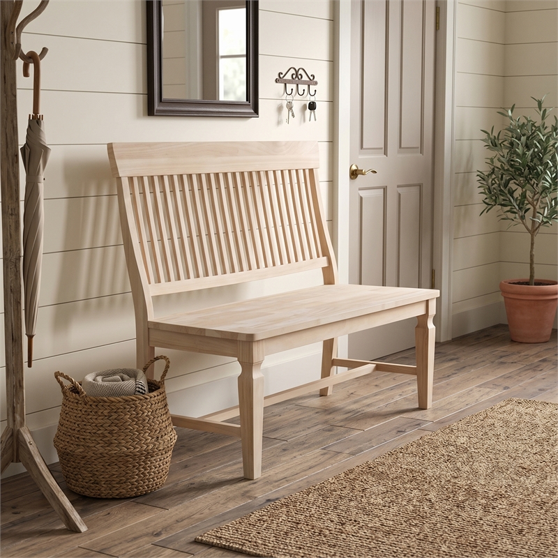 International Concepts Vista Slat Back Solid Wood Bench - Unfinished