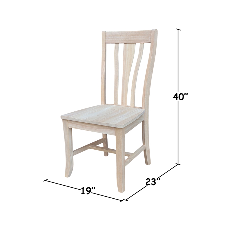 International Concepts Set of 2 Weston Solid Wood Chairs in Unfinished