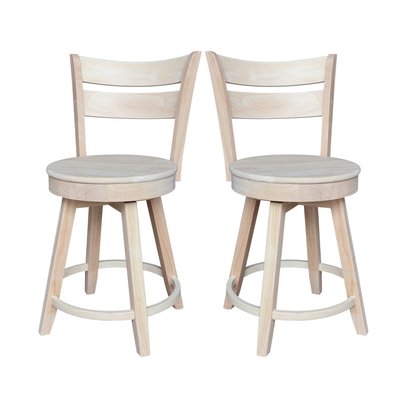 Sara Soild Wood Counter Height Stool with Swivel Seat in Unfinished