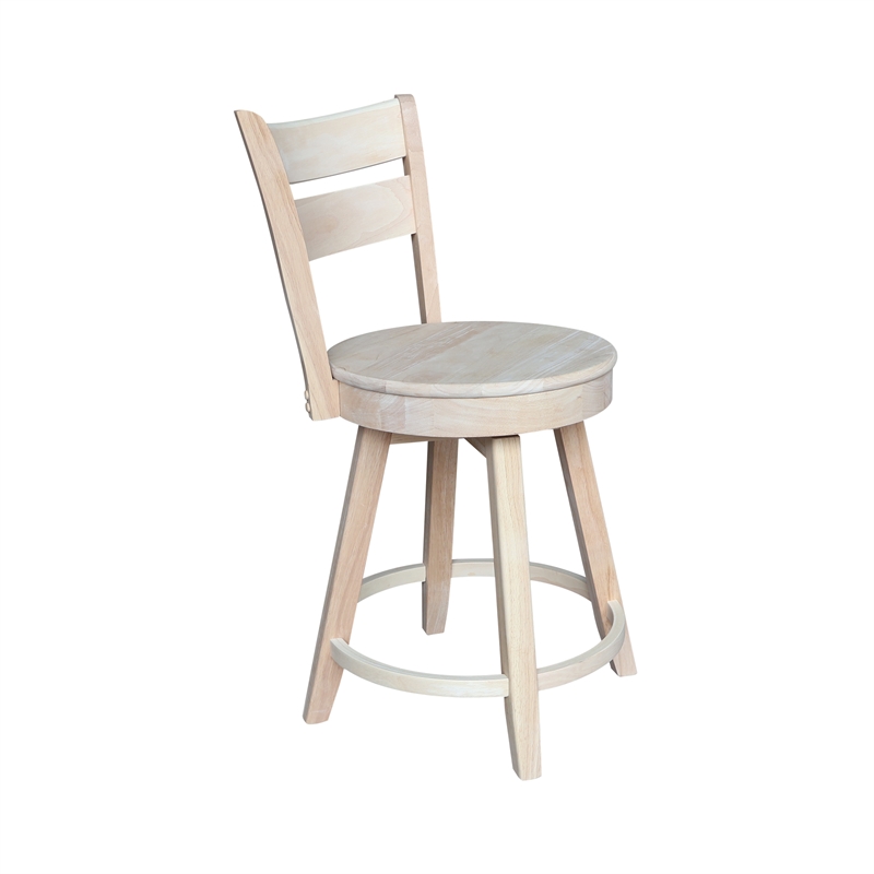 Sara Soild Wood Counter Height Stool with Swivel Seat in Unfinished