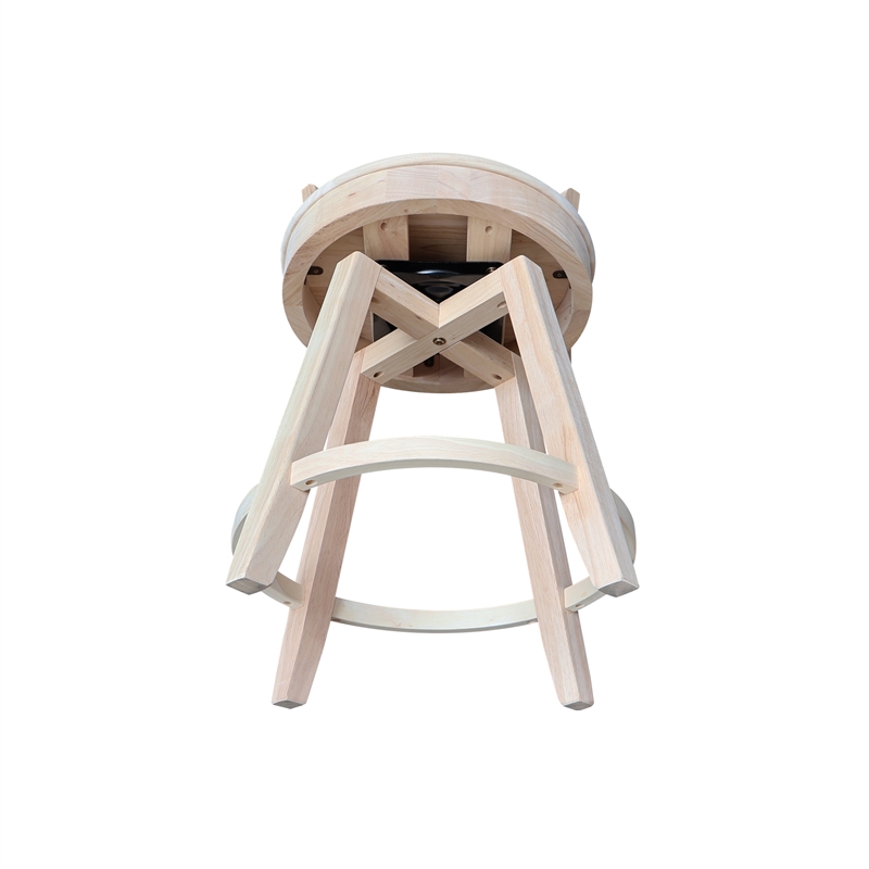 Sara Soild Wood Counter Height Stool with Swivel Seat in Unfinished