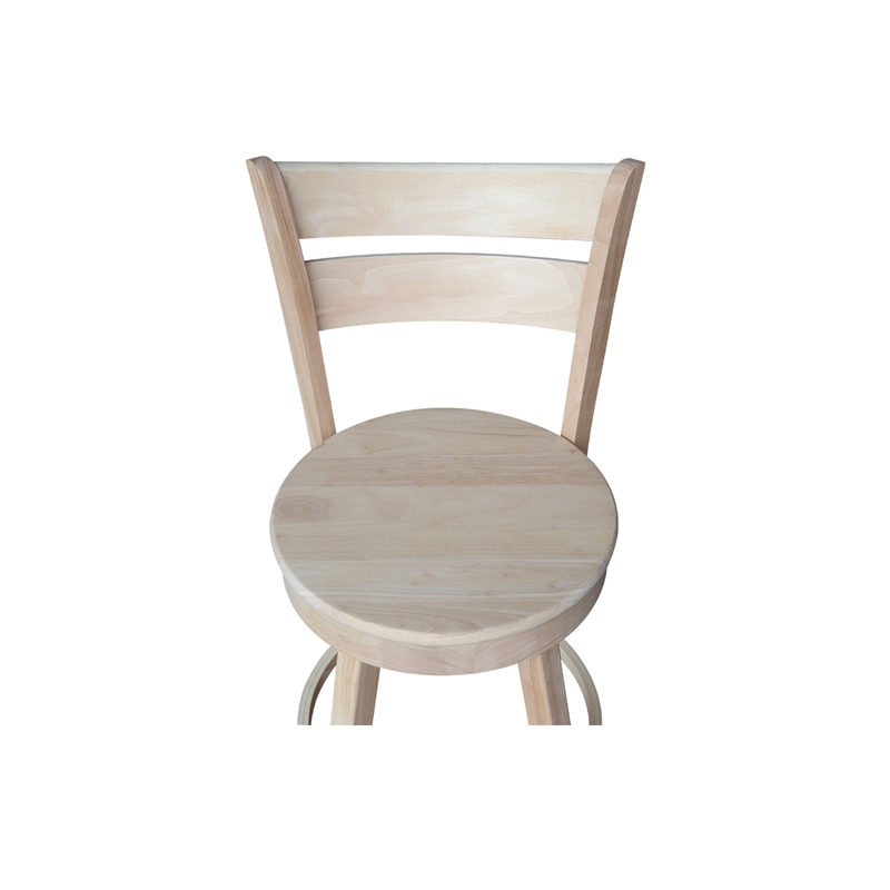 Sara Soild Wood Counter Height Stool with Swivel Seat in Unfinished