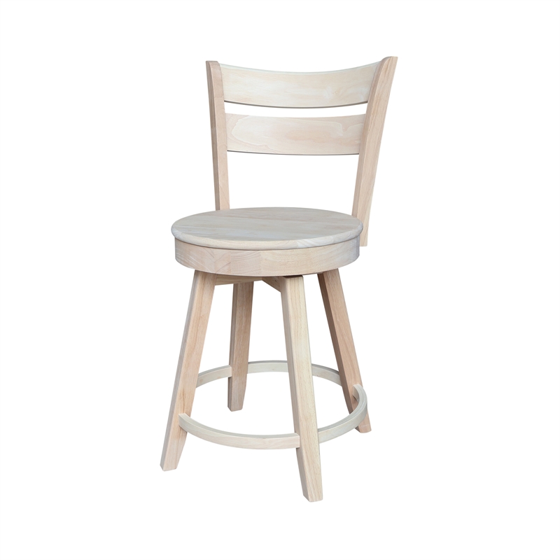 Sara Soild Wood Counter Height Stool with Swivel Seat in Unfinished