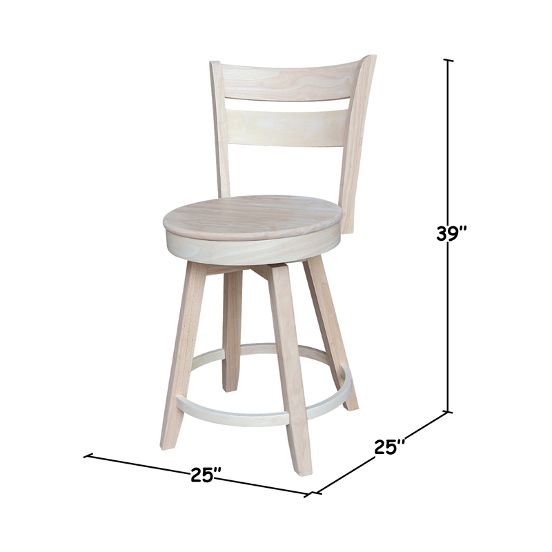 Sara Soild Wood Counter Height Stool with Swivel Seat in Unfinished