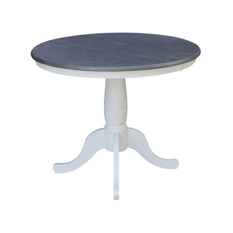 36 in Wood Dining Table with 4 X-back Chairs in White/Heather Gray