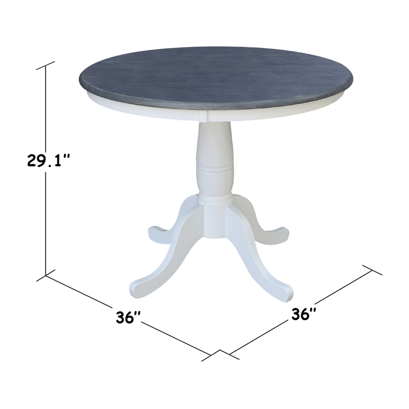 36 in Wood Dining Table with 4 X-back Chairs in White/Heather Gray