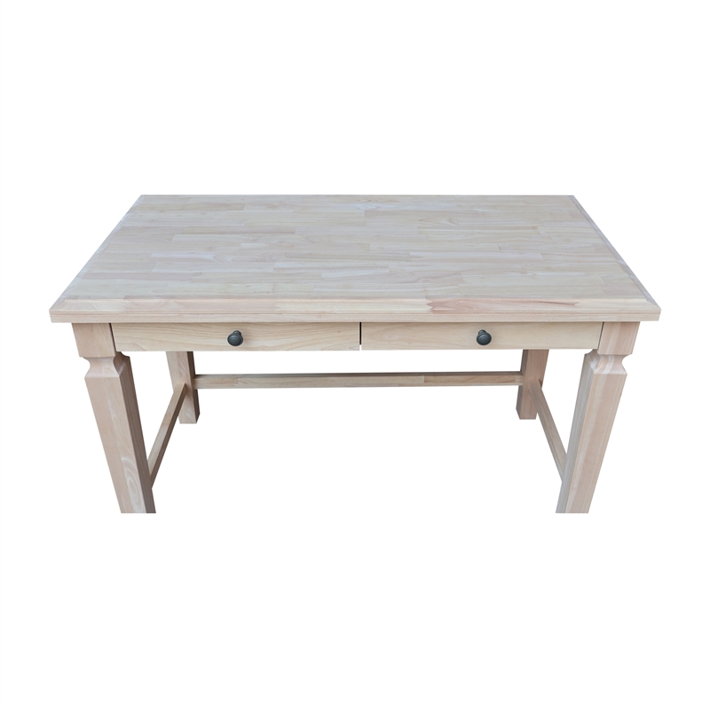 International Concepts Vista Solid Wood Desk with 2 Drawers in Unfinished