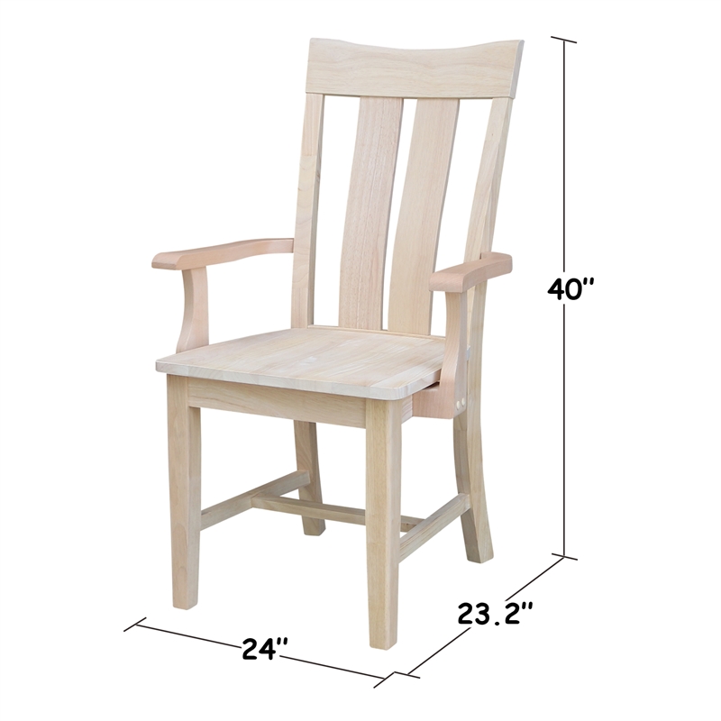 Vista Solid Wood Desk with 2 Drawers and Chair in Unfinished