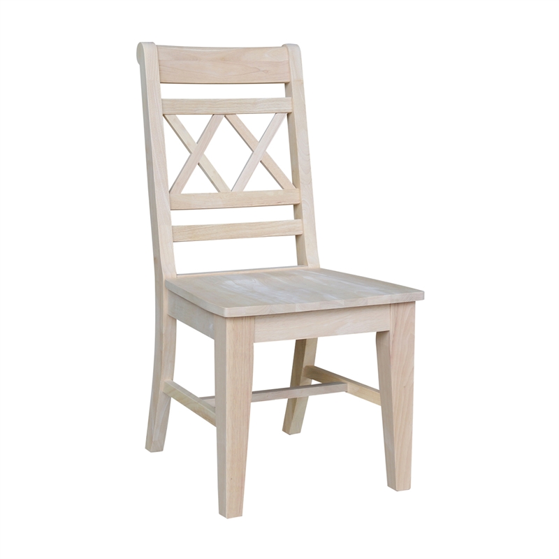 Vista Solid Wood Desk with 2 Drawers and Chair in Unfinished