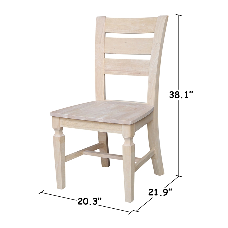 Vista Solid Wood Desk with 2 Drawers and Chair in Unfinished