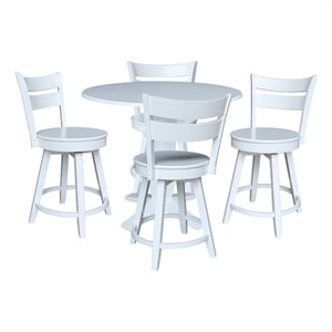 42&quot Solid Wood Dual Drop Leaf Table with 4 Counter Height Stools