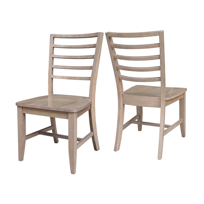 Set of Two Solid Wood Soma Ladder Back Dining Chairs in Flax