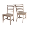 Set of Two Solid Wood Soma Ladder Back Dining Chairs in Flax