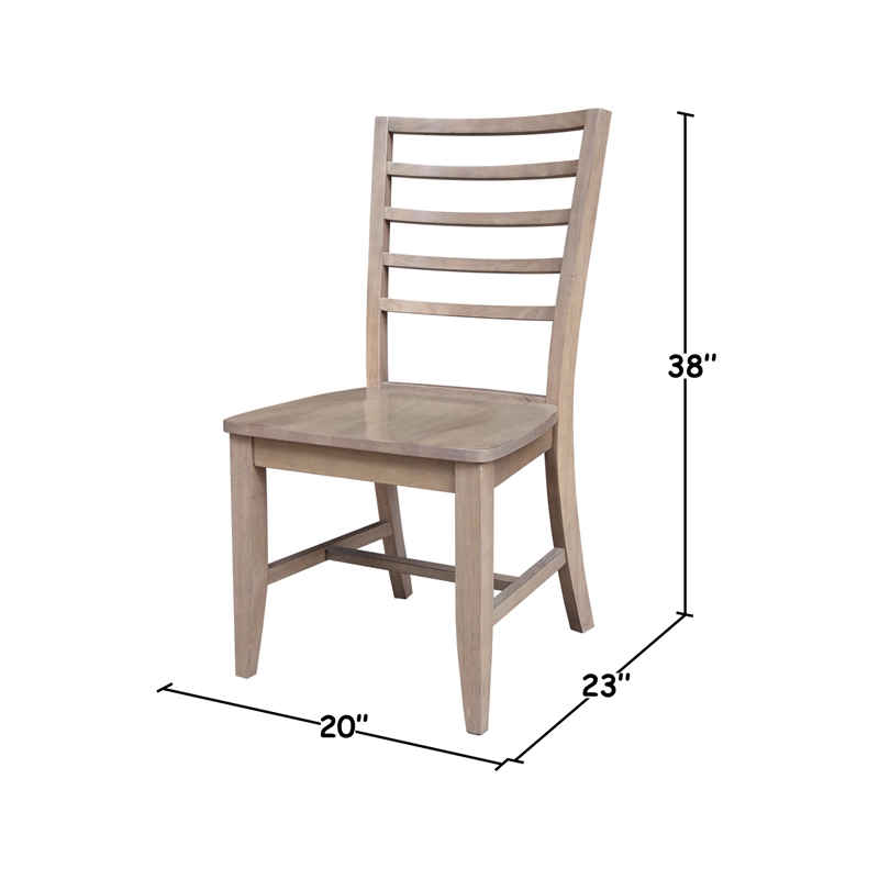 Set of Two Solid Wood Soma Ladder Back Dining Chairs in Flax