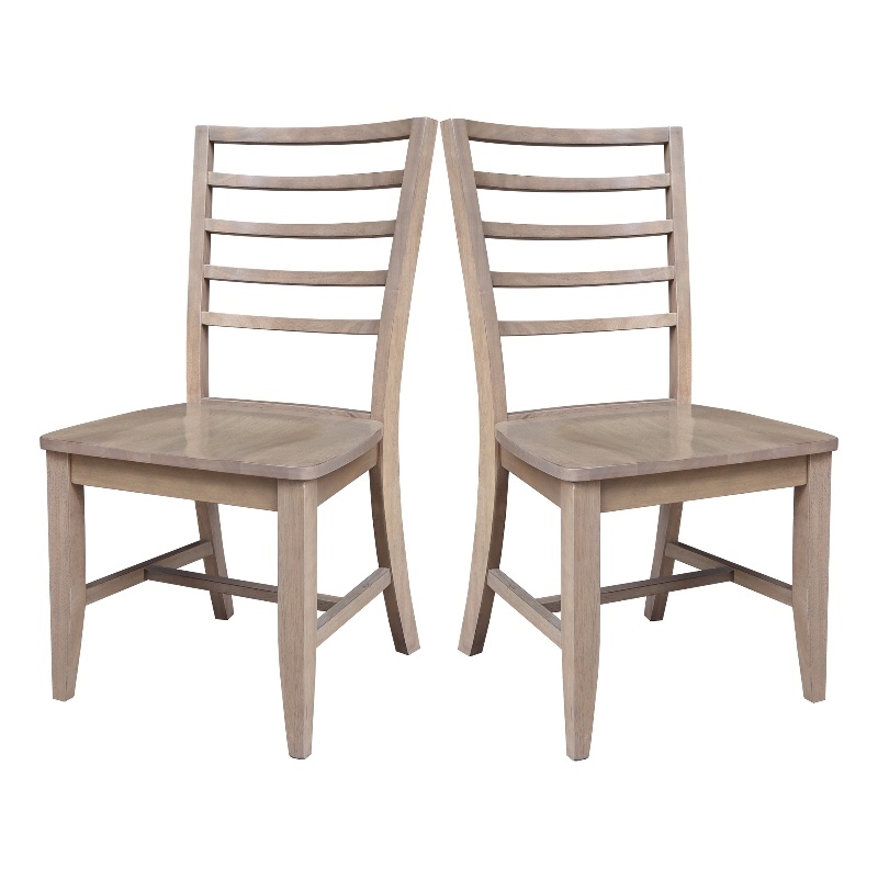Set of Two Solid Wood Soma Ladder Back Dining Chairs in Flax