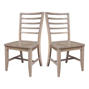 Set of Two Solid Wood Soma Ladder Back Dining Chairs in Flax
