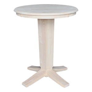 30&quot Solid Wood Round Top Counter Height Pedestal Dining Table in Unfinished