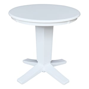 International Concepts 30&quot Solid Wood Round Top Pedestal Dining Table in White