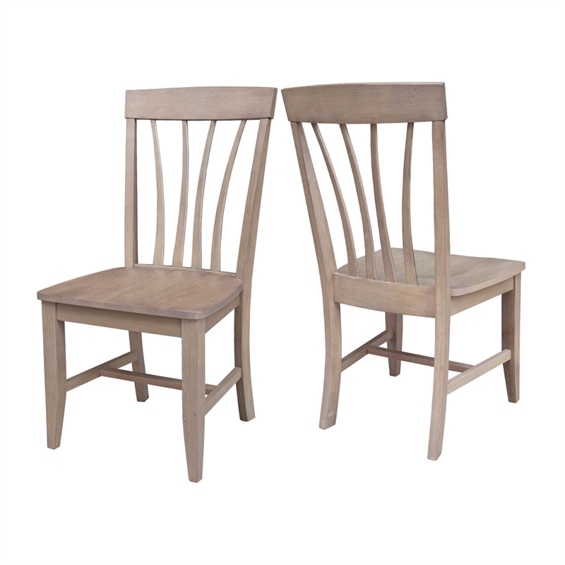 International Concepts Set of Two Solid Wood Soma Fan Back Dining Chairs in Flax