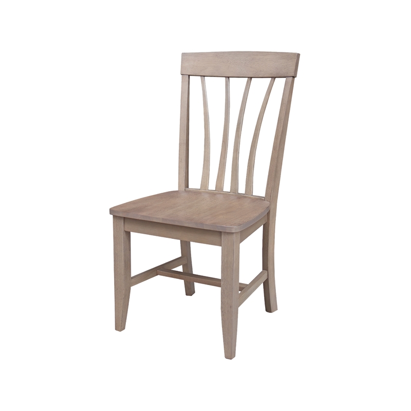 International Concepts Set of Two Solid Wood Soma Fan Back Dining Chairs in Flax