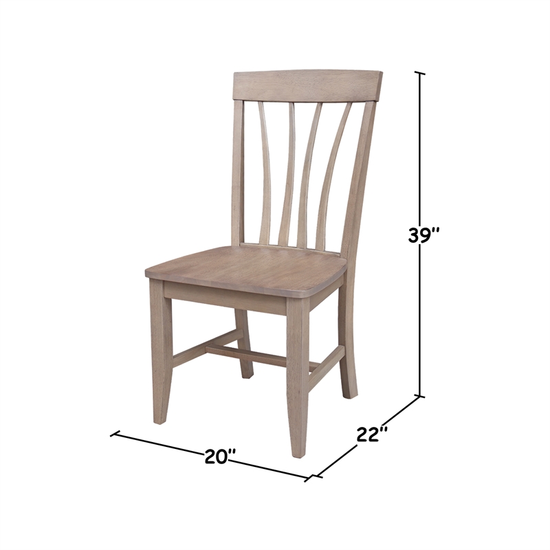 International Concepts Set of Two Solid Wood Soma Fan Back Dining Chairs in Flax