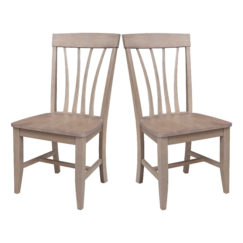 International Concepts Set of Two Solid Wood Soma Fan Back Dining Chairs in Flax
