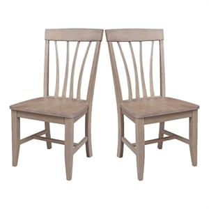 International Concepts Set of Two Solid Wood Soma Fan Back Dining Chairs in Flax