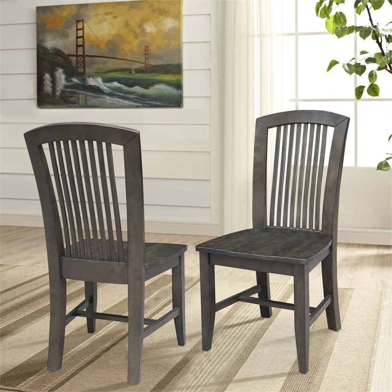 International Concepts Set of Two Solid Wood Soma Mission Dining Chairs in Coal