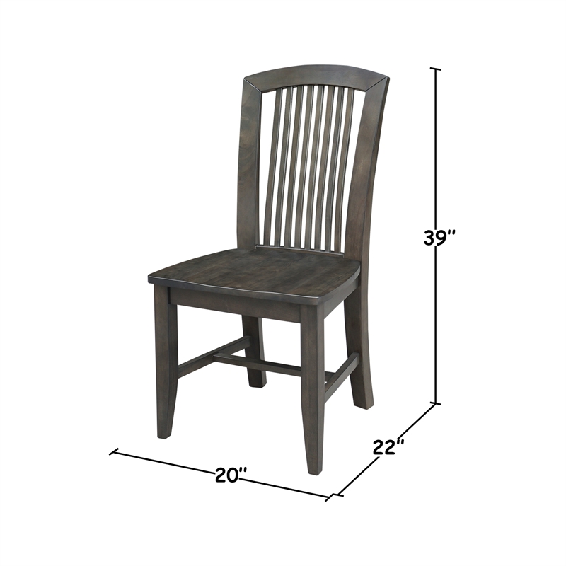 International Concepts Set of Two Solid Wood Soma Mission Dining Chairs in Coal