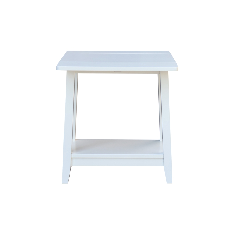 International Concepts Solid Wood Square Drop Leaf Side Table in White