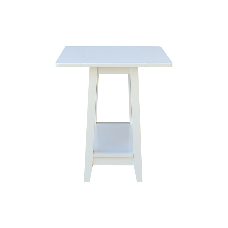 International Concepts Solid Wood Square Drop Leaf Side Table in White