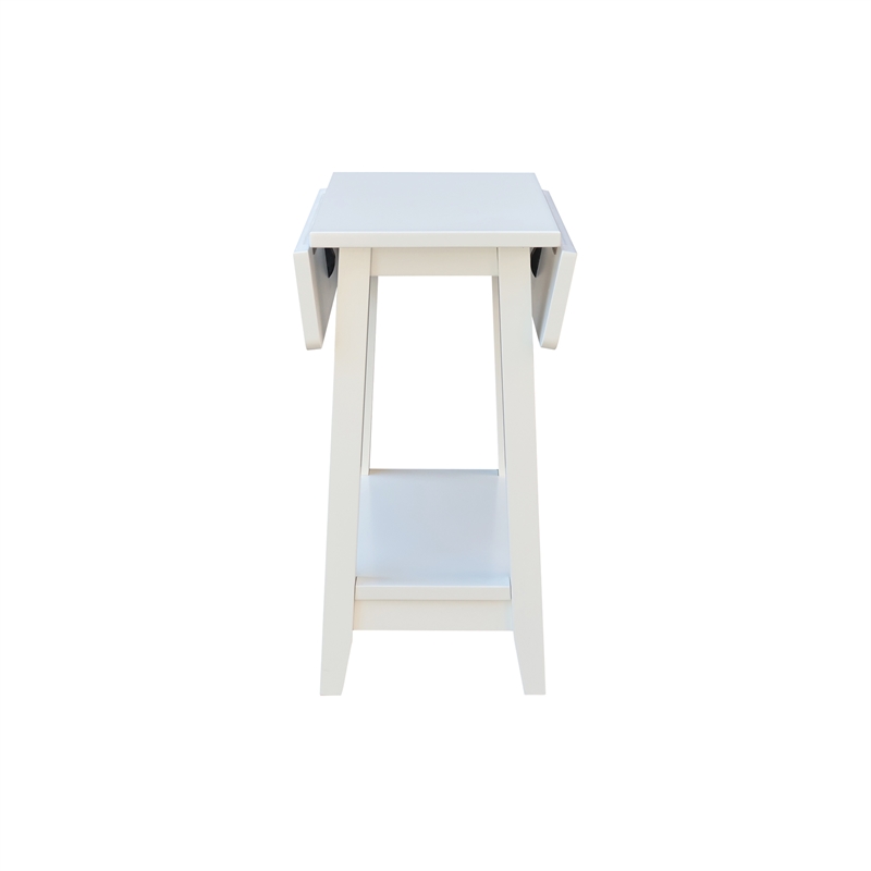 International Concepts Solid Wood Square Drop Leaf Side Table in White
