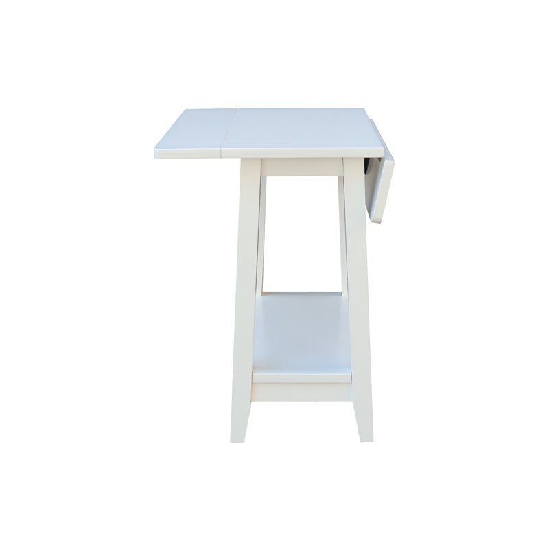 International Concepts Solid Wood Square Drop Leaf Side Table in White