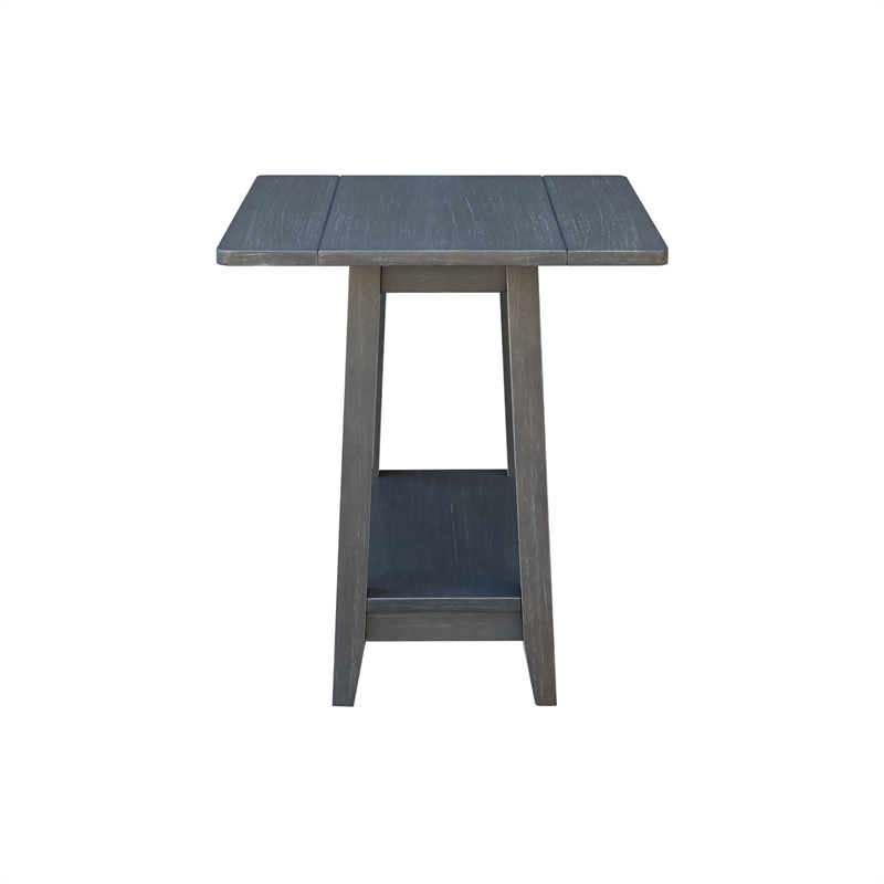 Solid Wood Square Drop Leaf Side Table in Heather Grey Antique