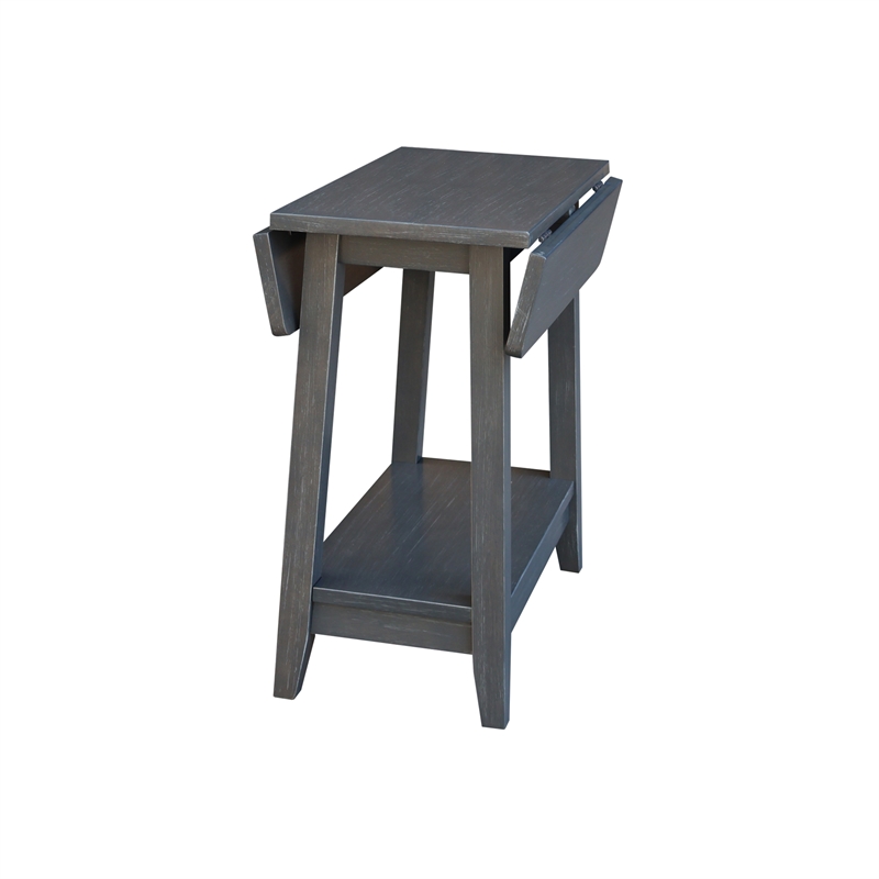 Solid Wood Square Drop Leaf Side Table in Heather Grey Antique