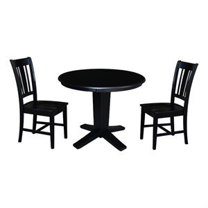 36&quot Solid Wood Round Top Dining Table with 2 Dining Chairs