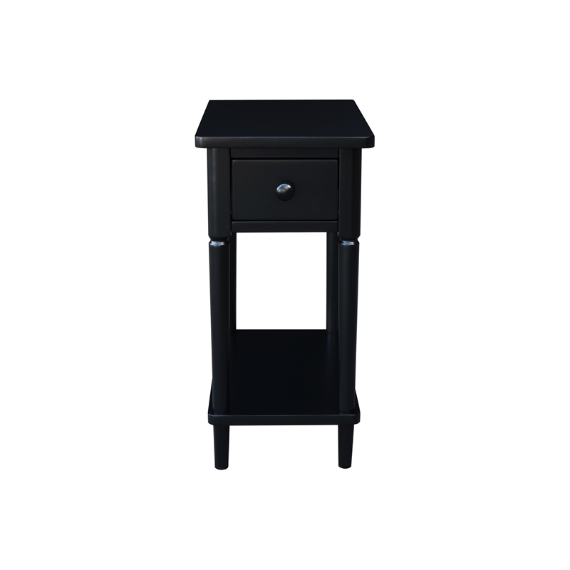 International Concepts Solid Wood Narrow Side Table in Black
