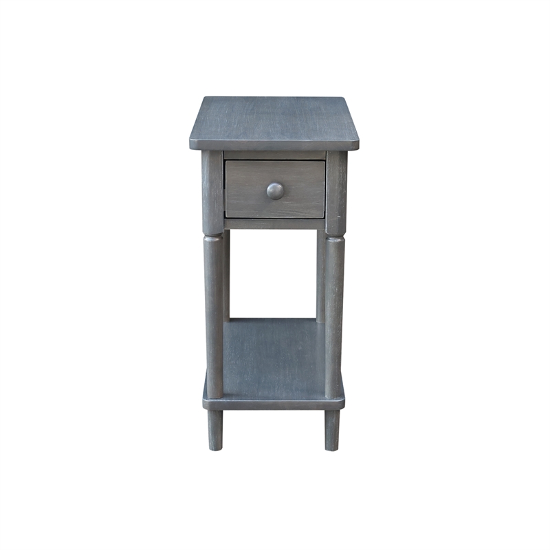 International Concepts Solid Wood Narrow Side Table in Heather Gray Antique