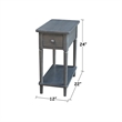 International Concepts Solid Wood Narrow Side Table in Heather Gray Antique