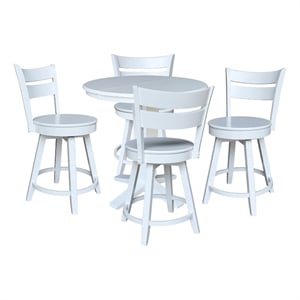 36&quot Round Solid Wood Extension Table with 4 Counter Height Stools