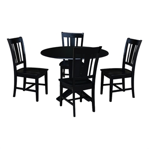 International Concepts 42&quot Solid Wood Dual Drop Leaf Table with 4 Dining Chairs