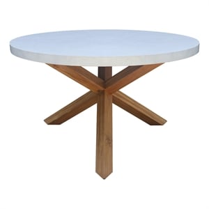 Outdoor Teak Wood Patio Dining Table with Polystone Top - Natural