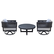 Outdoor Woven Abaca Rope Patio Set With Coffee Table and 2 Swivel Rocking Chairs