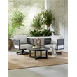 Outdoor Woven Abaca Rope Patio Set With Coffee Table and 2 Swivel Rocking Chairs