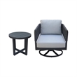 Outdoor Woven Abaca Rope Patio Set with End Table and Swivel Rocking Chair