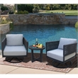 Outdoor Woven Abaca Rope Patio Set with End Table and 2 Swivel Rocking Chairs
