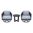 Outdoor Woven Abaca Rope Patio Set with End Table and 2 Swivel Rocking Chairs